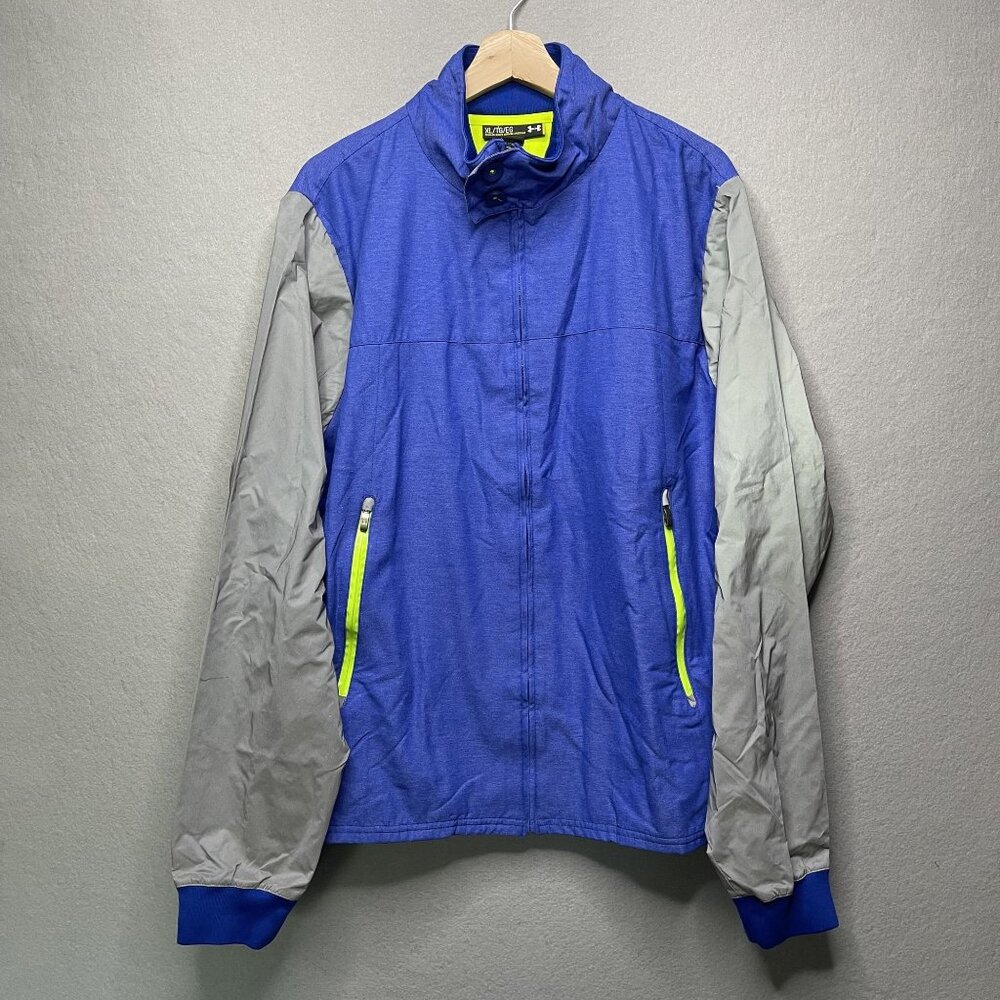 Under Armour Reflective Running Blue Jacket Lined Windbreaker Mens XL